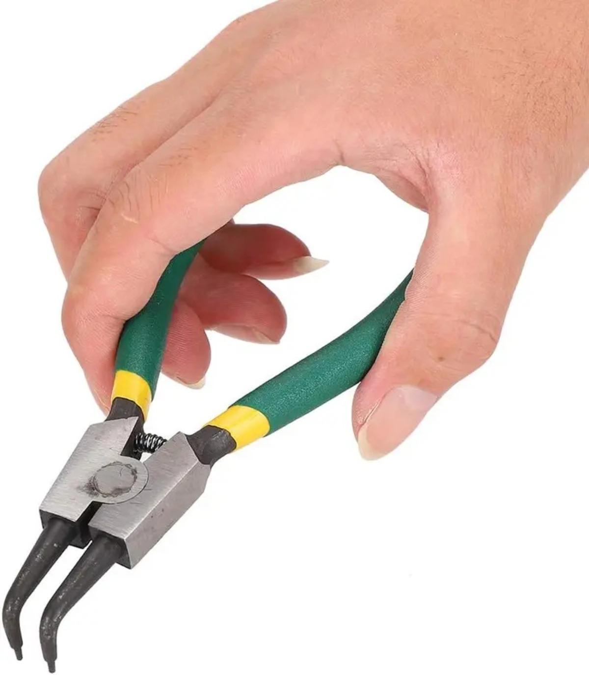 Portable 4Pc Pliers Set Internal & External Bending & Straight Heavy-Duty Disassembly Tool with Storage Box Metal Construction Retaining Ring Circlip Snap Hardware Hand Tools Kit Removal Ratchet car