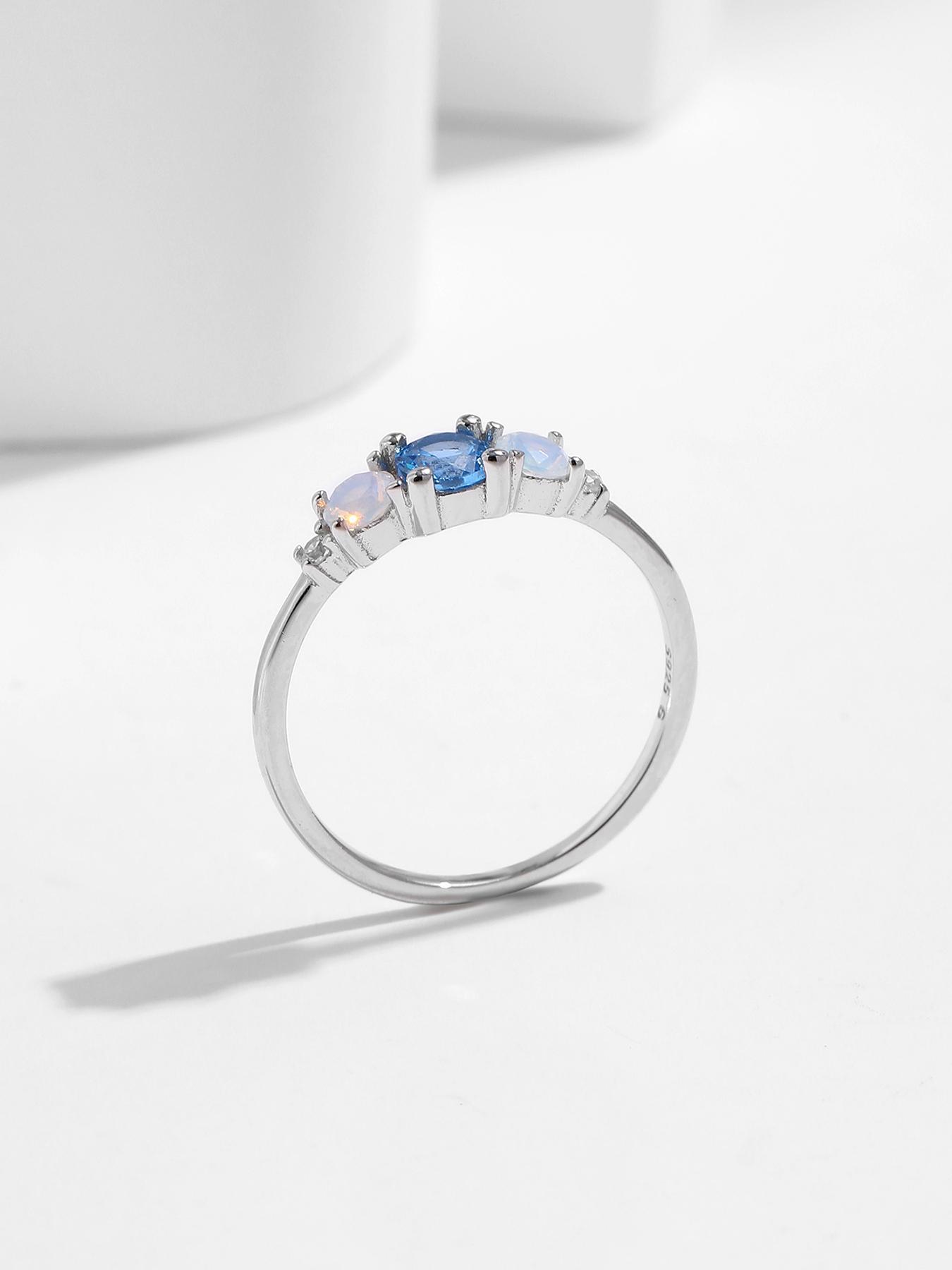 925 Sterling Silver Artificial Crystal Decorated Ring, Fashion Jewelry for Party, Daily Clothing Decor, Trendy All-match & Exquisite Jewelry for Birthday Gift