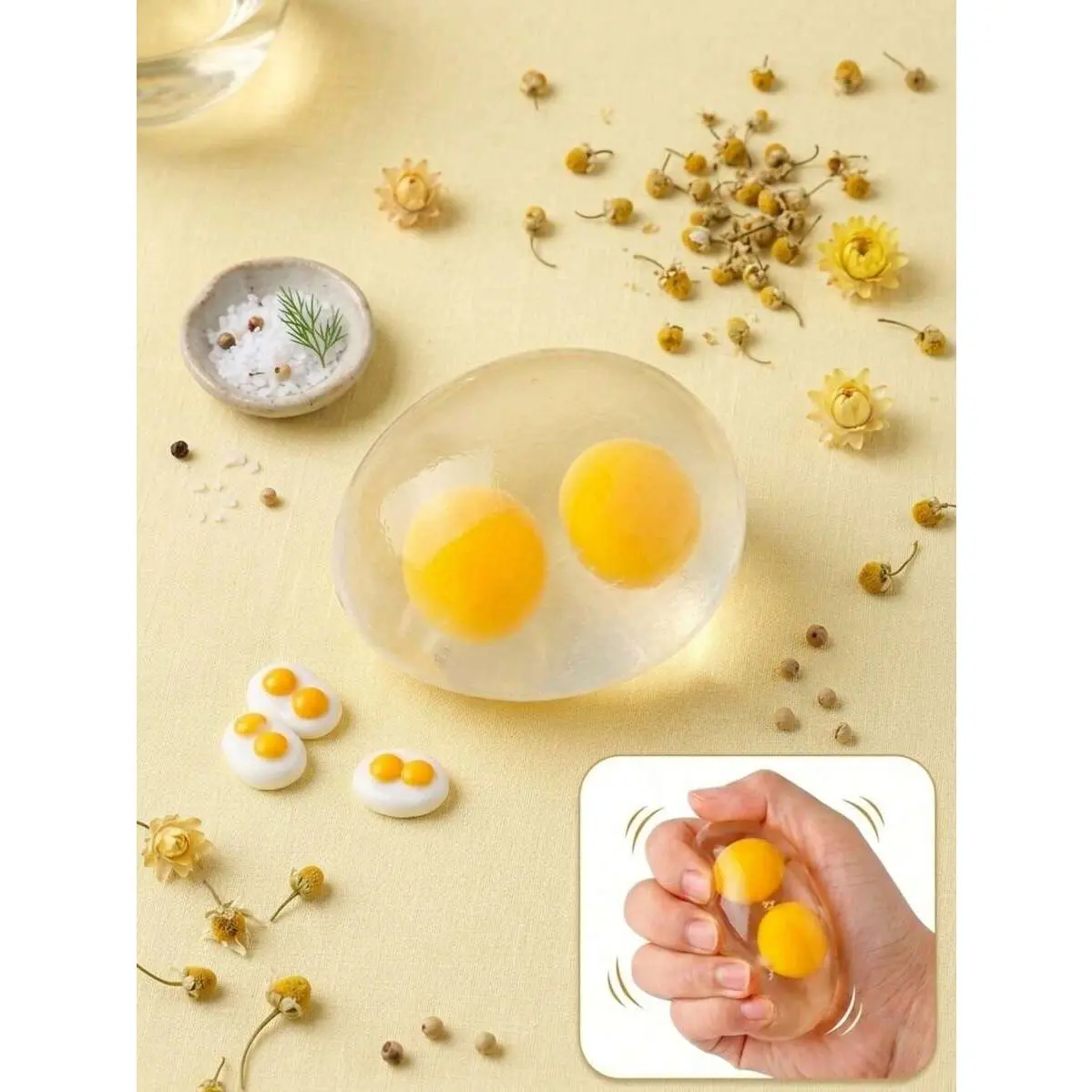 Double Yolk Egg Theme Slow Rebound Stress Relief Toy, Fun Tactile Feel To Relieve Stress, Cute Desk Decor, Sensory Toy, Suitable For Children, Teenagers, Office And Home Decor, Great Gift