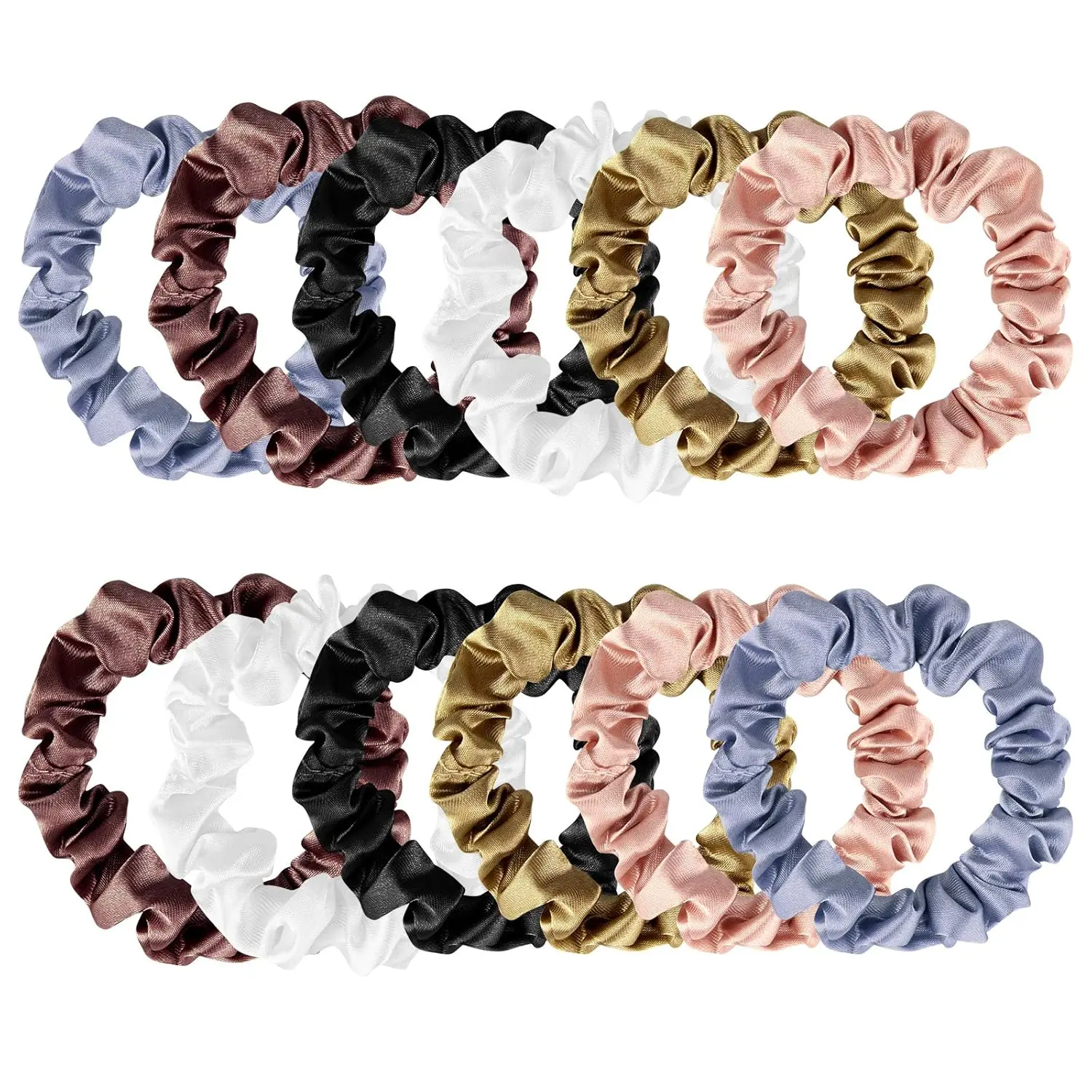 12 count Silk Hair Scrunchies Silk Hair Tie Elastic Ponytail Holders for Women Girls Hair Accessories-002