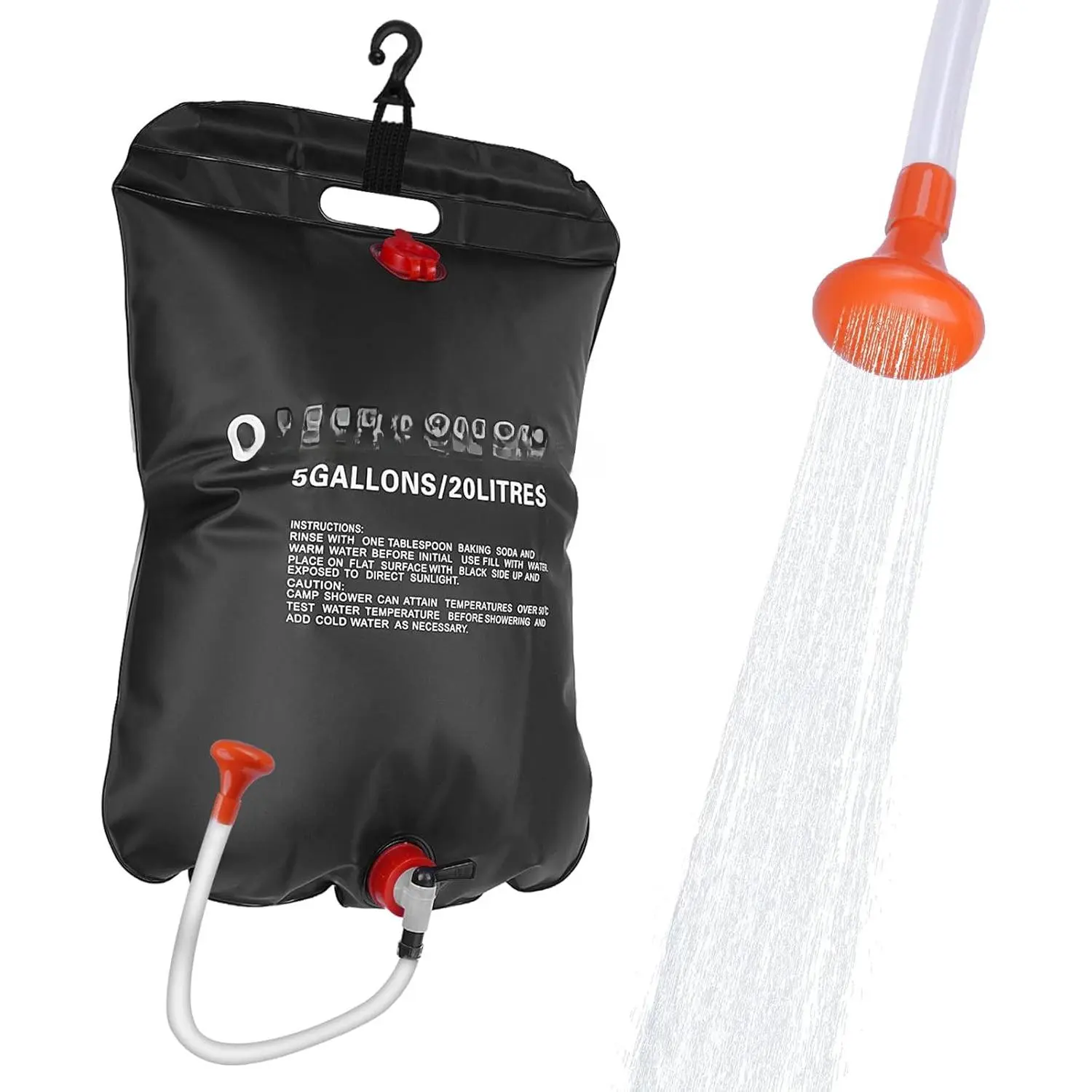 Solar Camping Shower Bag 1/2set and1+ Set 5 Gallon Portable Camping Showers Bag with Adjustable Switch Removable Nozzle Camping Hiking Beach Swimming Outdoor Activities