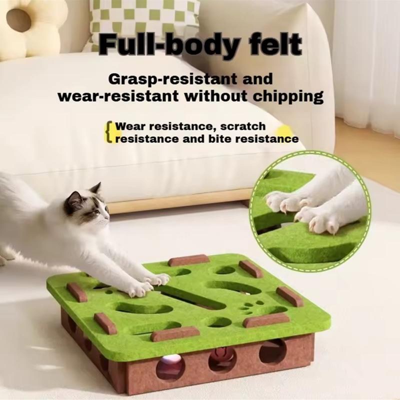 Felt Cat Puzzle Toy with 5 Colorful Balls, Interactive Cat Maze Box Keeps Paws Safe and Entertained, Ideal for Intelligent Play Felt Cat Puzzle Toy with 5 Colorful Balls, Interactive Cat Maze Box Keeps Paws Safe and Entertained, Ideal for Intelligent Play