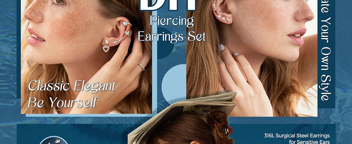 YADOCA Helix Piercing Jewelry Cartilage Earrings For Women 16G Surgical Stainless Steel Opal CZ Conch Tragus Piercing Flower Heart Flat Back Earrings For Women