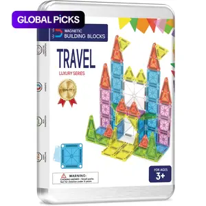 Mini Travel Magnetic Building Blocks Set with Storage Box, Multiple Build Options, Perfect Christmas Holiday Gift for Boys & Girls, Magnetic Building Tiles #TOP PICKS