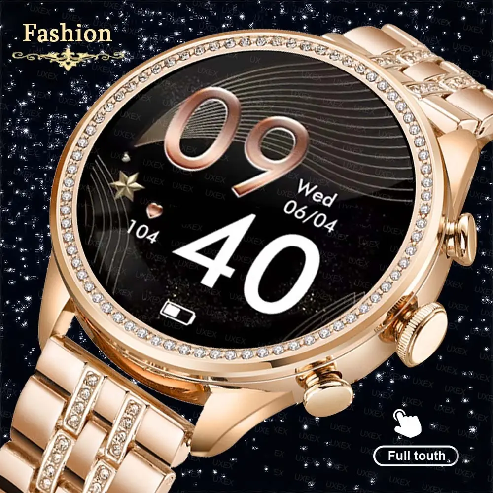 Ladies Luxury Smartwatch Wristwatch Fashion Smart Watch Wearable BT Call Answe Make Call Custom Photo Wireless Charging Health Tracker Voice Assistant Multimotion Pattern Dial Notification Reminder Multifunction Watches Smart Women