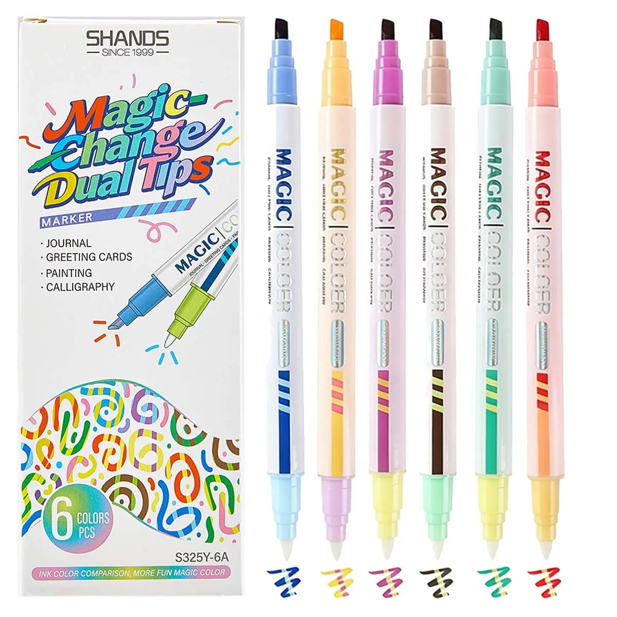 Dual Tip Highlighters Color Changing Highlighter Markers, Chisel and Bullet Tips Quick Dry Highlighter Pens for Bible Study, Adult Coloring, Christmas painting