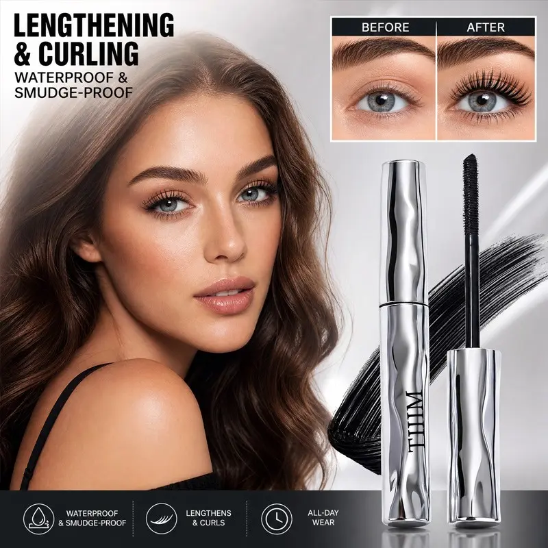 Slim Tube Mascara With Flexible Spiral Brush Smooth Non-flaking Paste Easy Application For Newbies Create Natural Thin Lashes & Dense Full Lash Style