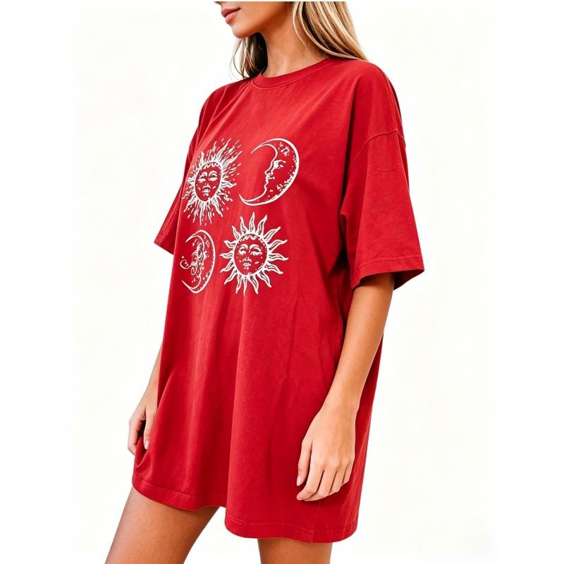 Womens Crewneck Short Sleeve T-Shirt,Oversized Summer Tops,Unisex Solid Printed T-shirt