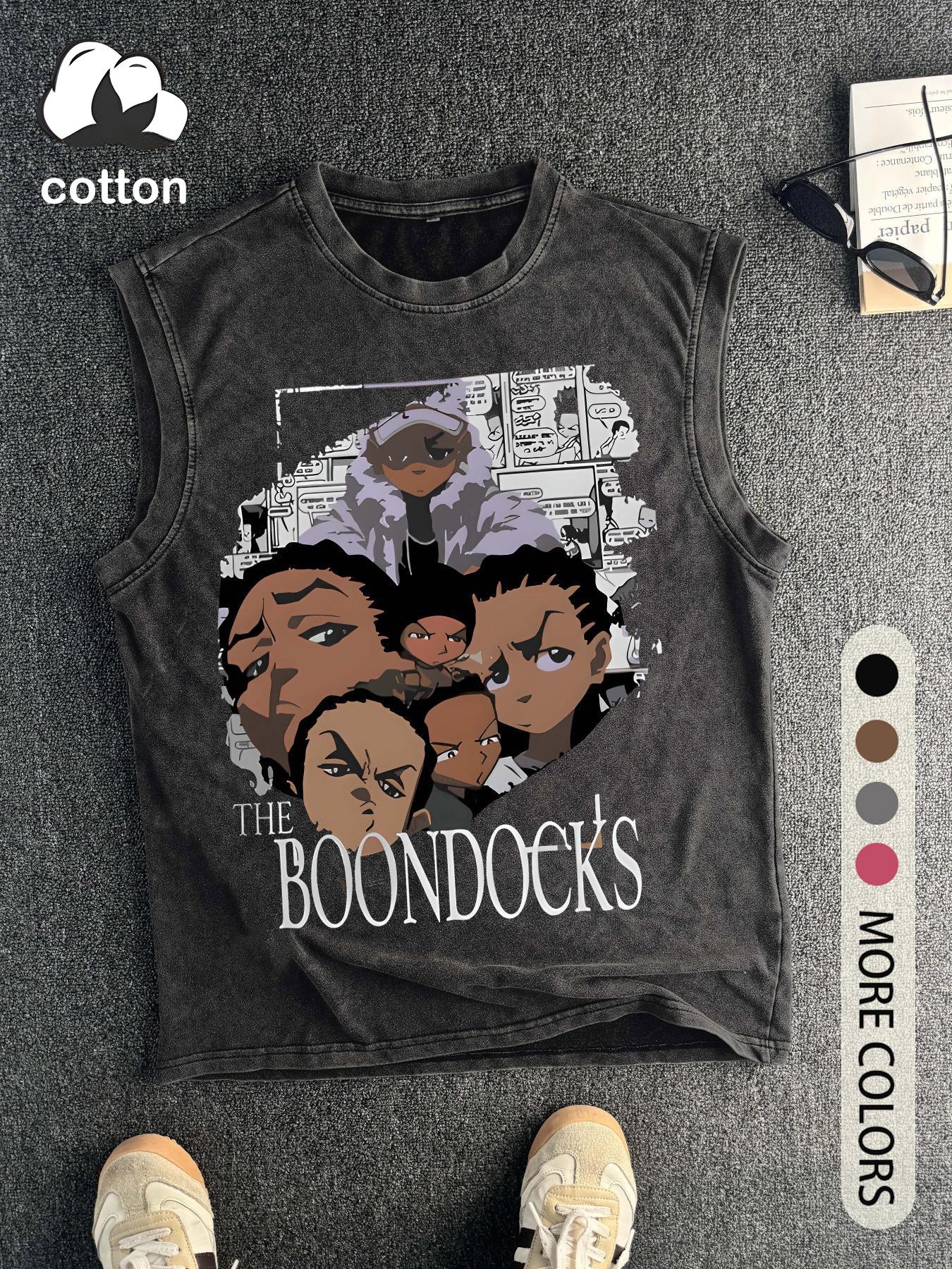 Men's The Boondocks Graphic Distressed Round Neck Tank Top, Regular Fit Casual Sleeveless Top for Summer, Men's Top for Daily Wear