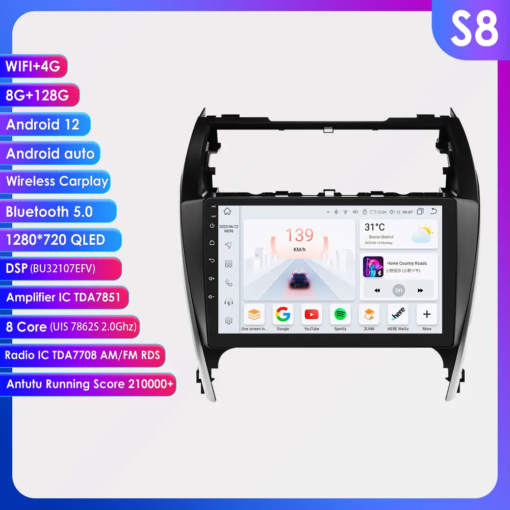 Hizpo 9inch 7862 8Core 360°Camera 4G LTE CarPlay Android Auto Car Multimedia Player for TOYOTA Camry 2012-2014 GPS Stereo Head Unit