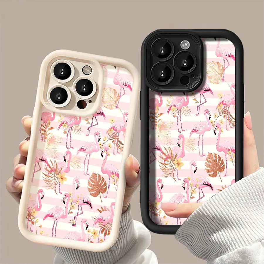 Phone Case - 1pc Pink Flamingo Phone Case Suitable for iPhone 17 E Air 16 15 14 Pro Max Plus 13 12 Mini 11 X XS XR Phone Case Camera Protection Softshell Minimalist Aesthetic Cute Can Be Given to