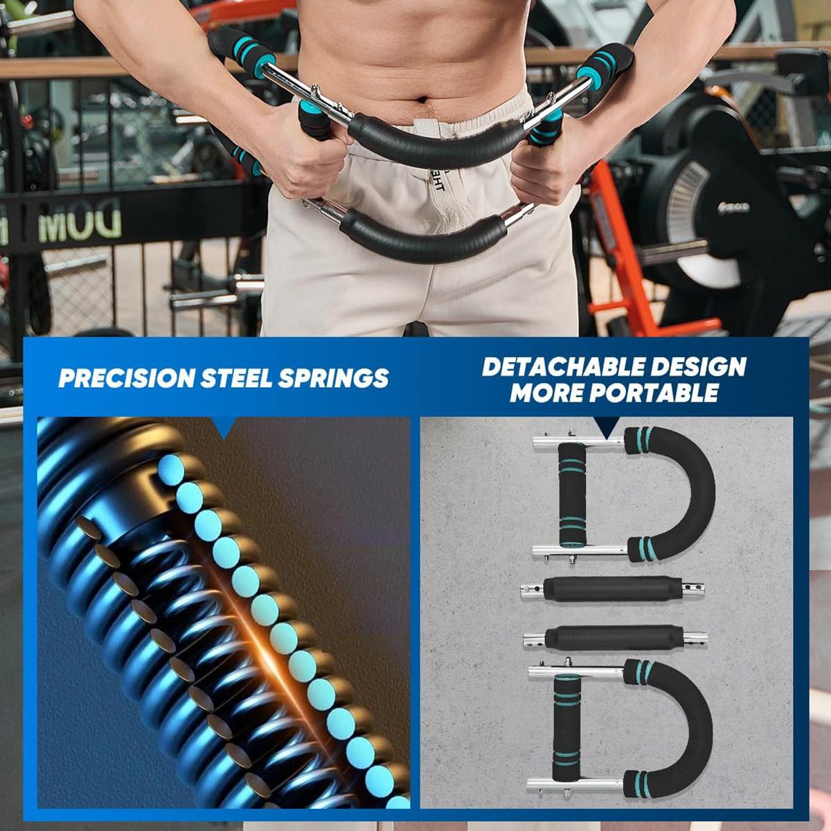 Portable Home Fitness Twister Arm Exerciser, Adjustable 60-110lbs Spring Workout Bar, Ideal for Forearm, Triceps & Chest Strength Training