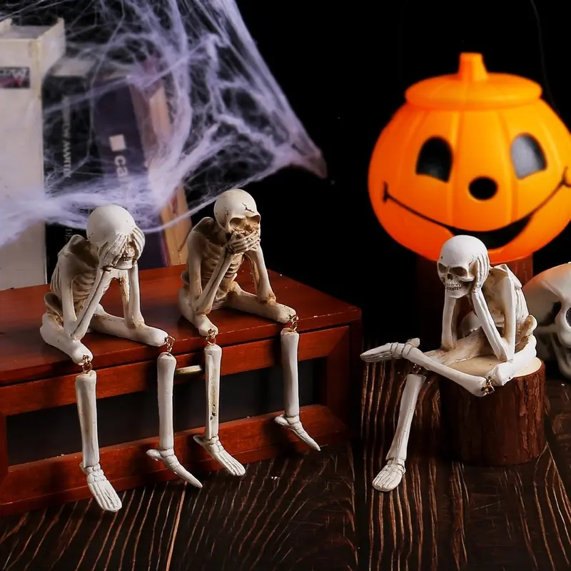 Halloween Skull and Ghost Festival Atmosphere Set Resin Ornaments Skeleton Craft Decorations