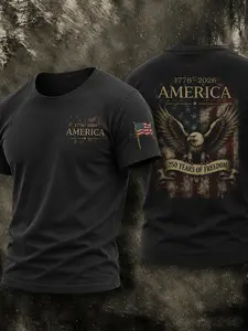 Men's USA 250th Anniversary 1776-2026 Eagle Print Patriotic Tee