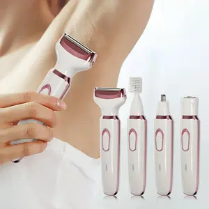 Electric Razor - Shaver - Trimmer for Women: 4 in 1 Painless Body Razors and Facial Hair Remover - Rechargeable Hair Removal Kit for Face Body Leg Bikini Underarm Arm,Underarms, Pubic Hair – Wet/Dry Use, Painless Hair Removal
