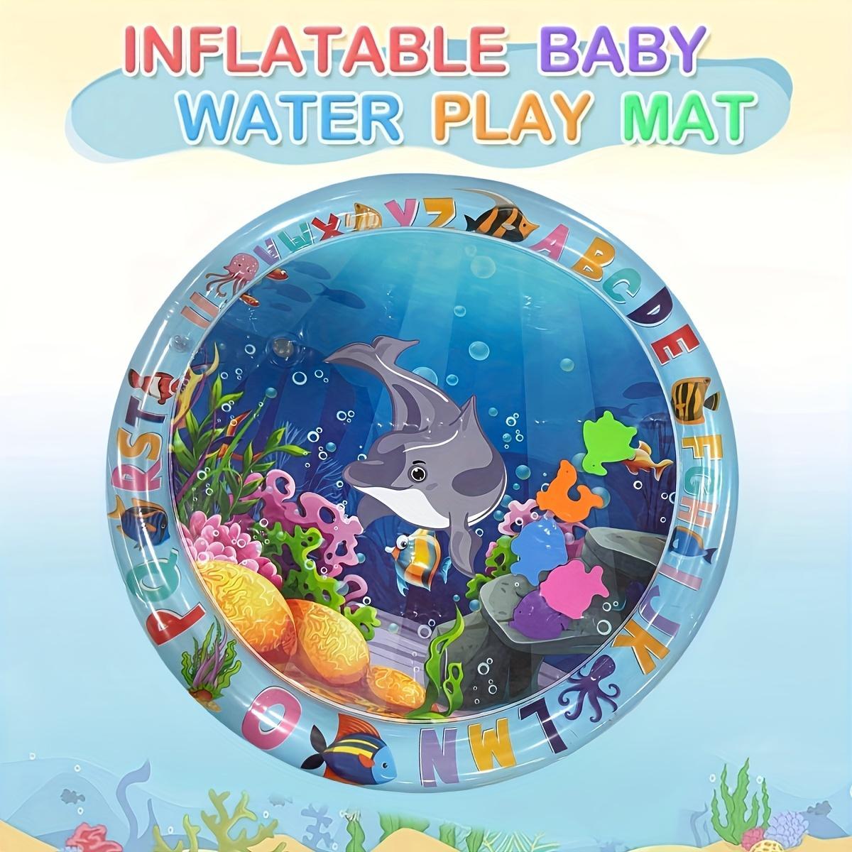 Inflatable Baby Water Game Pad, Dolphin & Coral Reef Design Inflatable Baby Water Play Mat for Summer, Durable Indoor/Outdoor Toy Pad, Tummy Time Mat, Nursery Development Mat