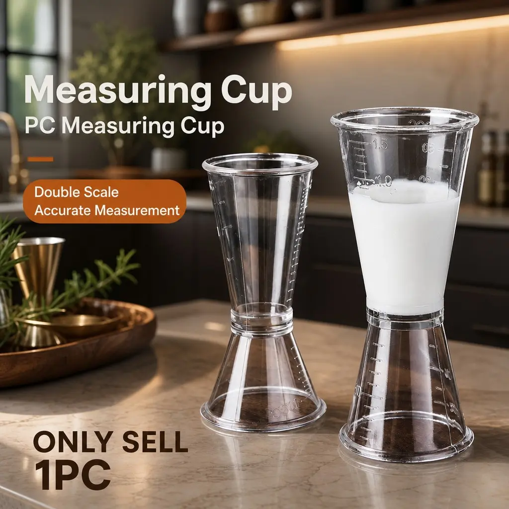 PC Dual-Sided Ounce Measuring Cup, Precise Liquid Measurement Tool, Ideal for Cocktail Mixing, Coffee Making, Baking, Home Bar Kitchen Essentials