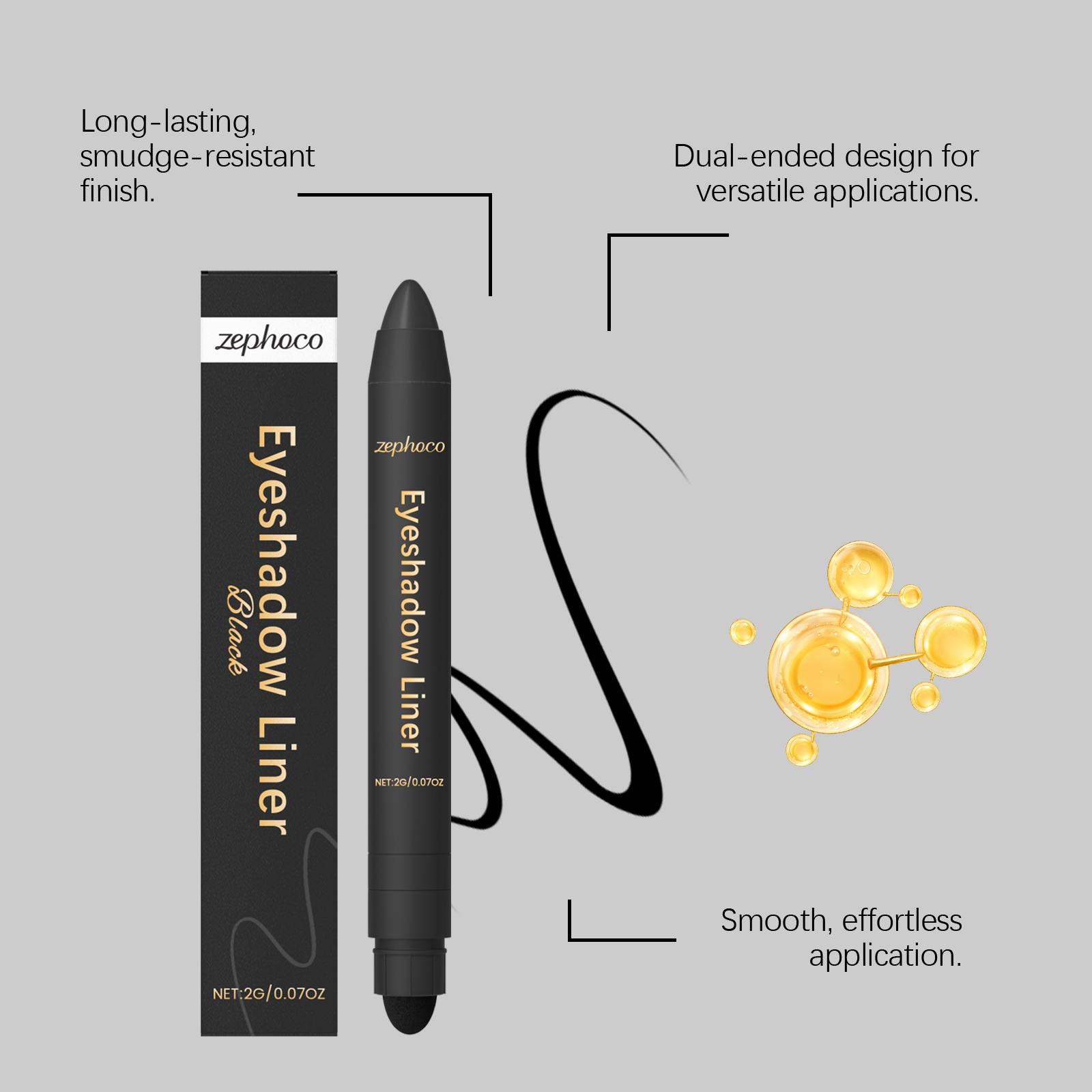 zephoco Black Two-In-One Eyeliner Pen Is Smooth And Silky, Naturally Color-Matching For Various Eye Makeup Occasions, And Easy To Use For Beginners