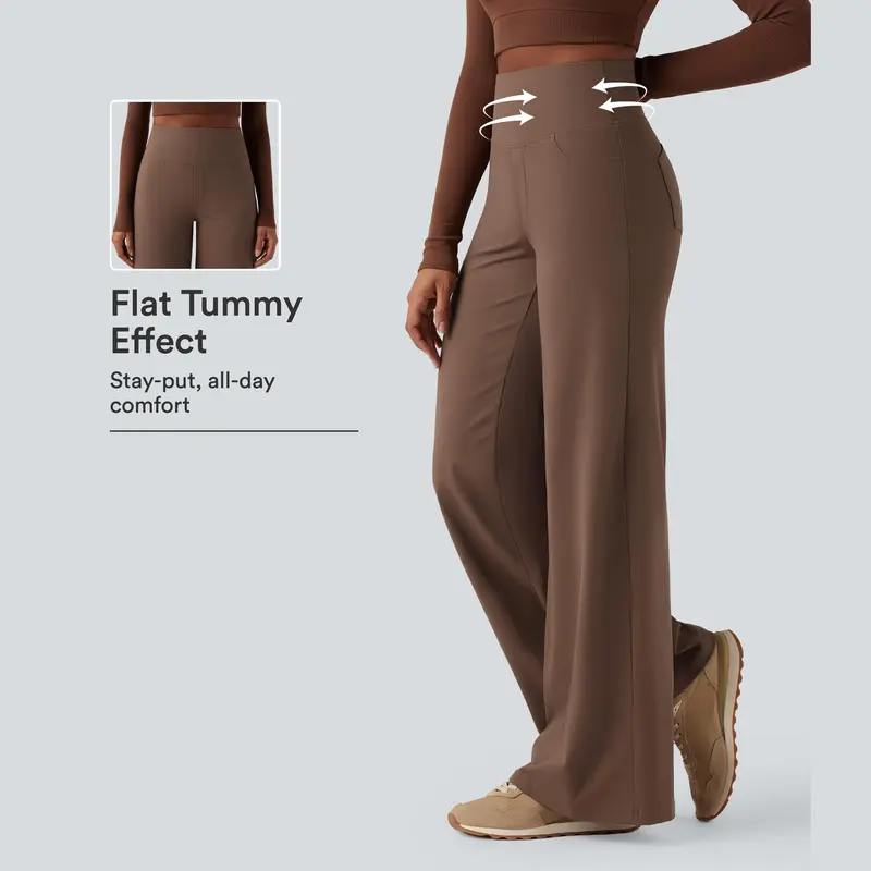 Halara DayStretch High Waisted Tummy Control Wide Leg Baggy Yoga Pants with Pockets