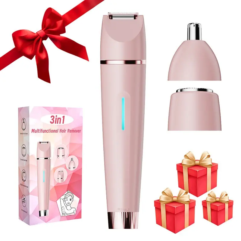 3-In-1 Electric Women's Shaver, Rechargeable Body and Face Hair Remover, Pain-Free Bikini Trimmer, Perfect Gift for Mother's Day, Christmas, New Year