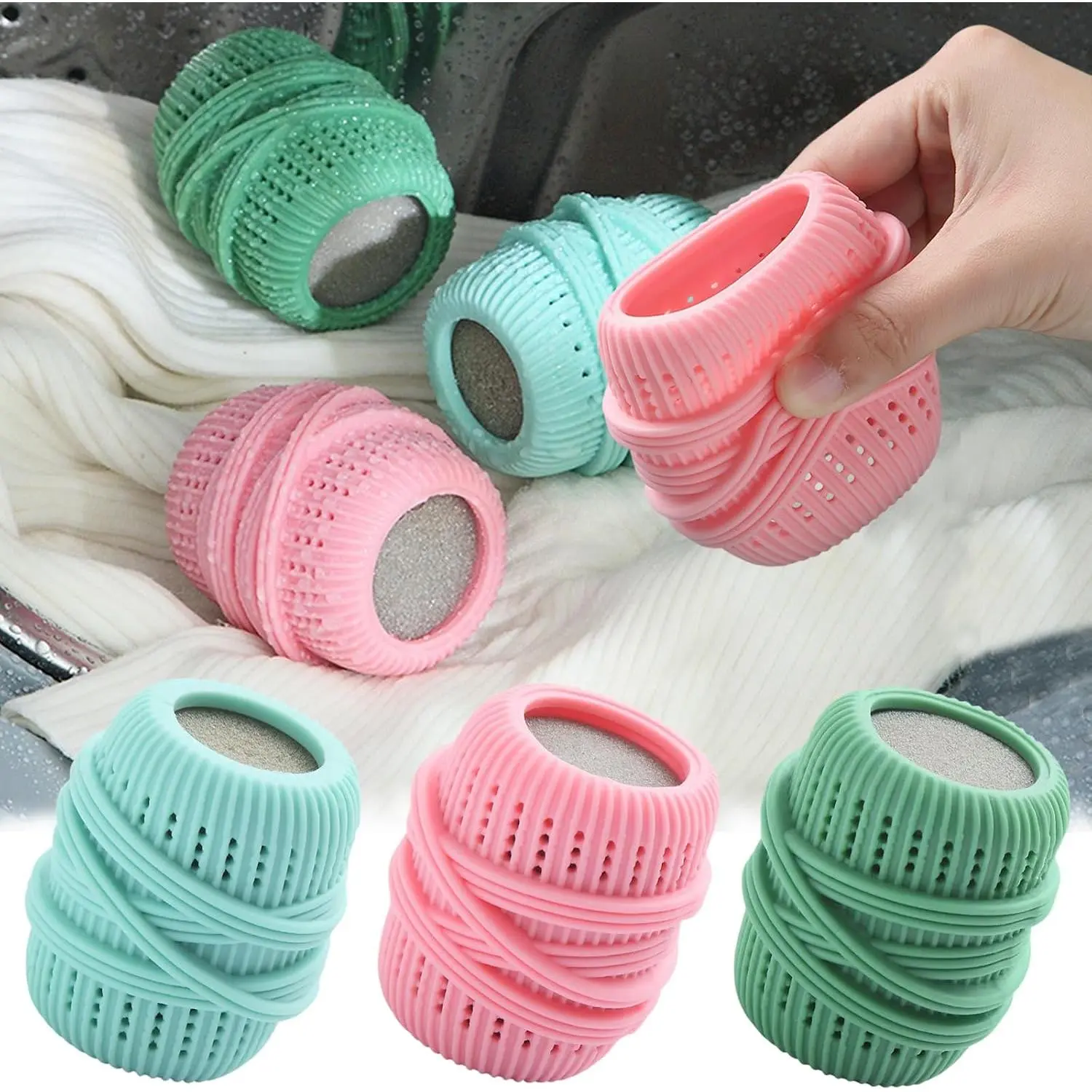 3 Pcs Washing Machine Laundry Ball Reusable Fabric Softener Dispenser Balls for Washing Machine Softener Liquid Refillable Ball Cleaning Tool Household Dryer Balls (Pink Blue Green)