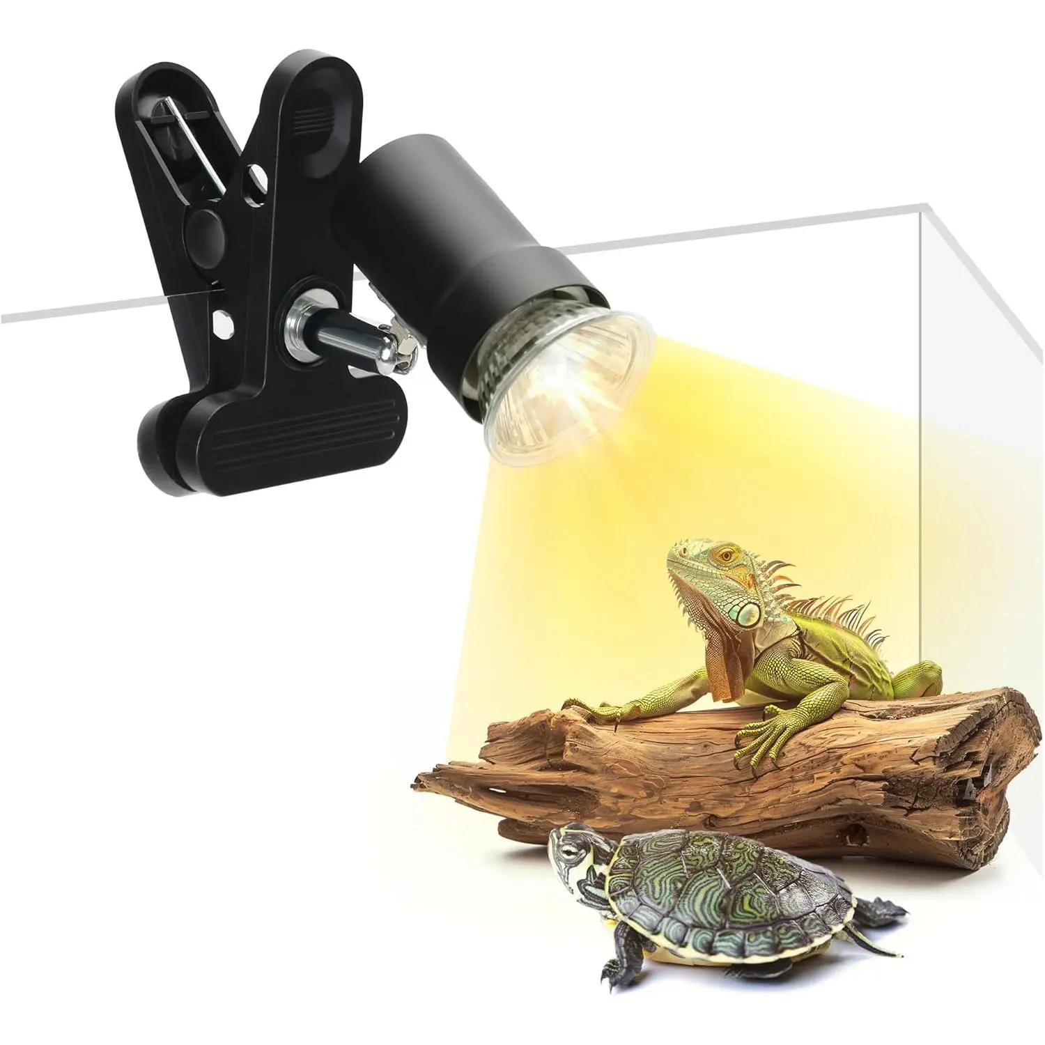 Reptile Heat Lamp with 360° Rotatable Clamp Basking Spot Light with 50W UVA UVB Heat Bulb Simulated Sunlight Heating Lamp for Turtles Lizards Snakes Amphibian Terrariums Tanks