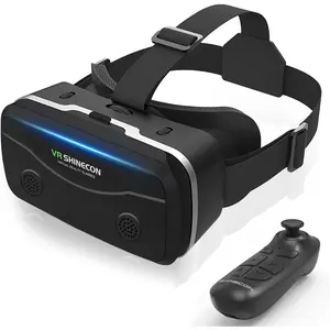 VR Headset with  Remote for 4.7-7"  & Android Phones,  Aspheric Lenses, Adjustable Focus & Pupil Distance, Heat Dissipation Design