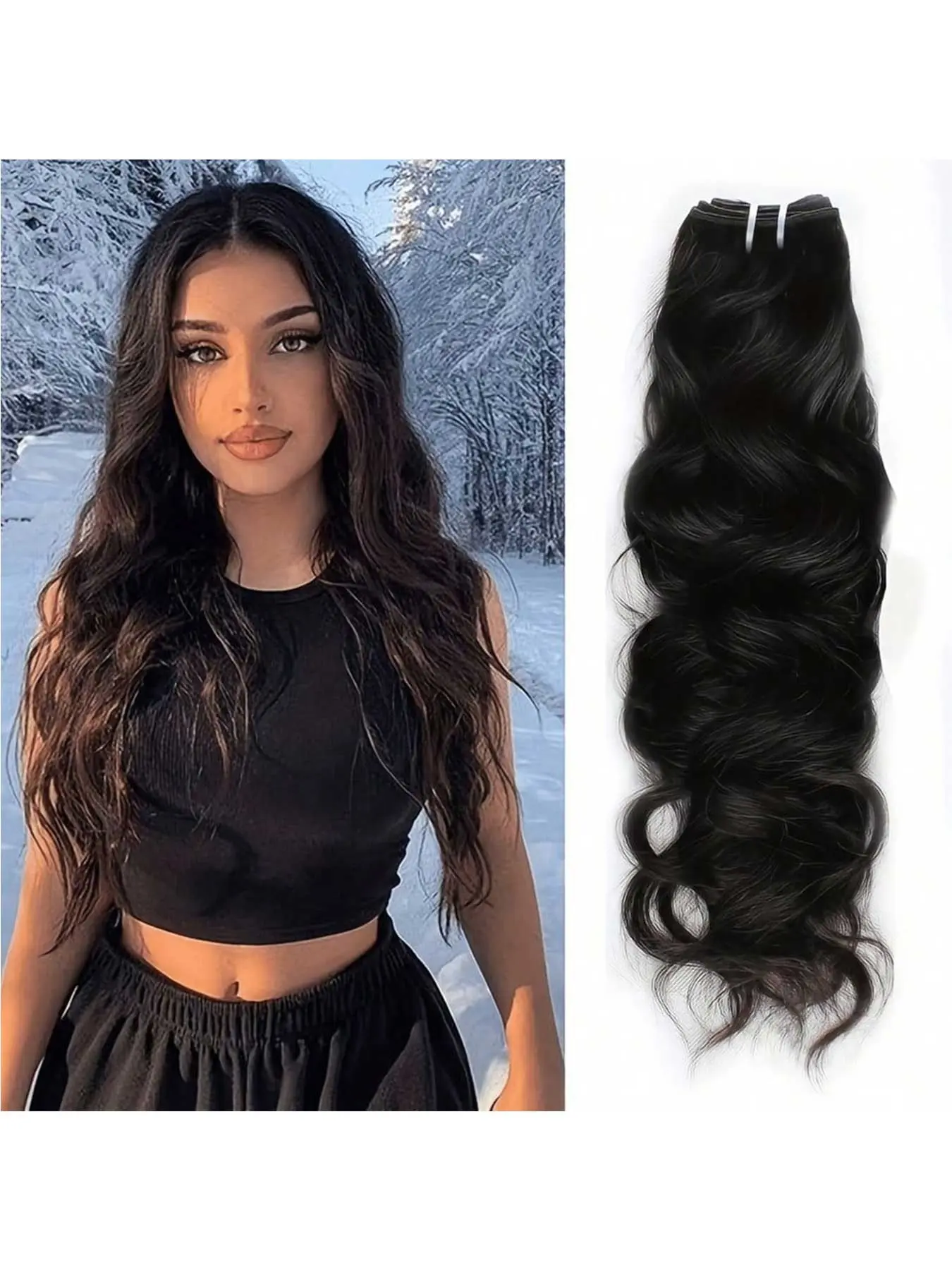 Unprocessed Virgin Hair Bundles, Natural Wave Remy Hair Extensions, Brazilian & Vietnamese Curly Wavy Hair Strands, 3-Piece Set, 14-32 Inches