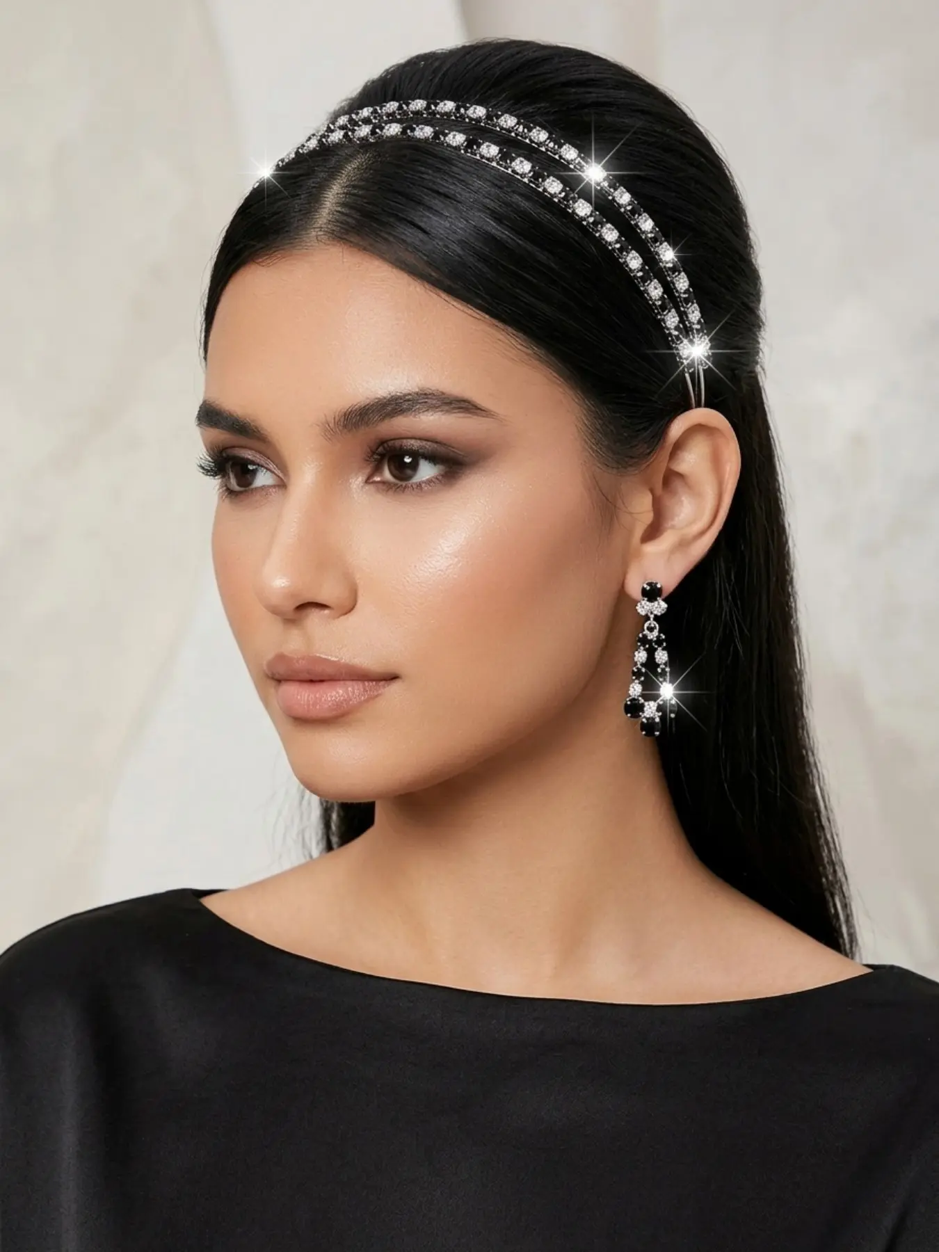 2026 New French Style Double Layer Artificial Zircon Hairband, Elegant Daily Commute Party Headpiece, Perfect Gift for Women