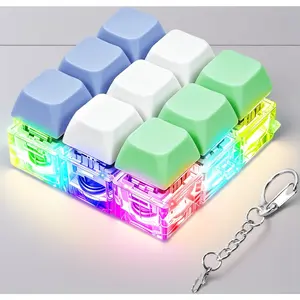 9 in 1 LED Keyboard Fidget Toy – Glow Keychain Clicker with Light-Up Buttons, Stress Relief Decompression Gift for Adults, Teens & Kids (3 Color Options)