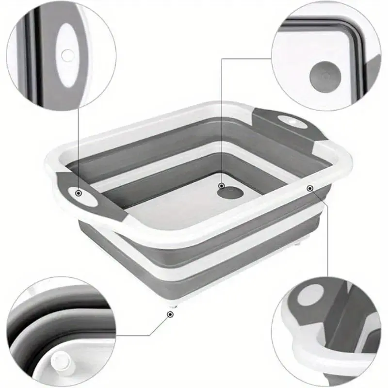 3 in 1 Collapsible Cutting Board, 1 Count Foldable Chopping Board, Kitchen Drainage Basket, Kitchen Storage Organizer, Kitchen Accessories
