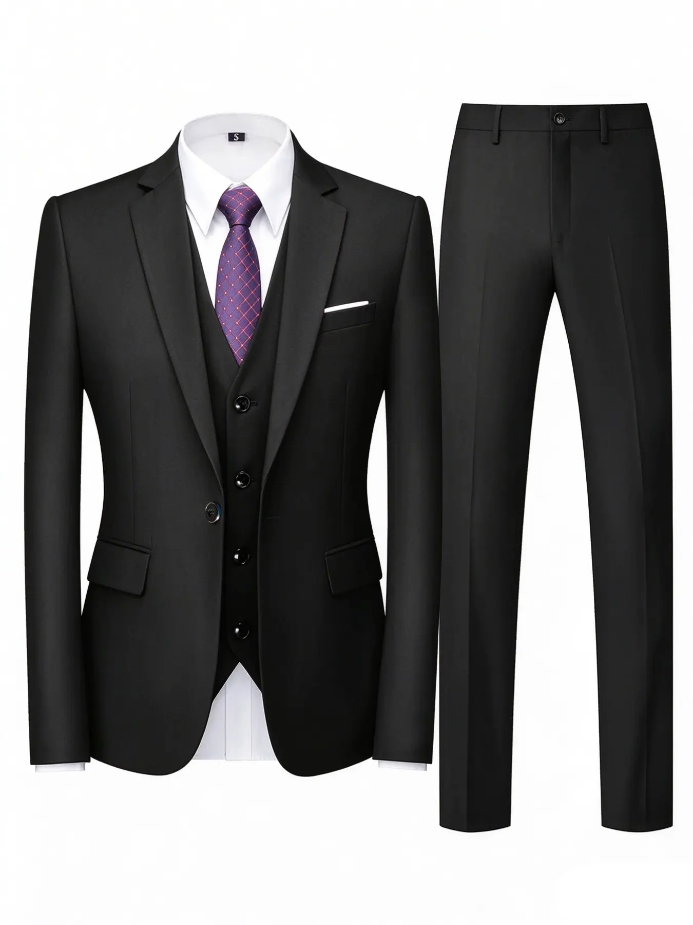 Men's 3-Piece Suit Set, Party Business Workwear Casual Outdoor Festival Formal Blazer Jacket Shirt Pants, Sizes XS-Xxxl, Wedding Season