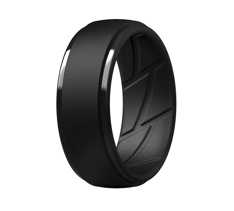 Men's Step Edge Silicone Ring with Inner Texture Hypoallergenic Comfort Fit Wedding & Engagement Band for Active Lifestyle Durable Non-Tarnish Breathable Ring Perfect for Gym Work Outdoor Sports Safe for Sensitive Skin No Metal Allergies