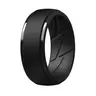 Men's Step Edge Silicone Band Ring - Metal-Allergy Safe, Durable Rings, Hypoallergenic Comfort Fit, Secure Texture, Grooved Grip, Breathable Non-Tarnish, for Sensitive Skin, Gym Work, Casual Men's Accessories, Birthday Gift for BF