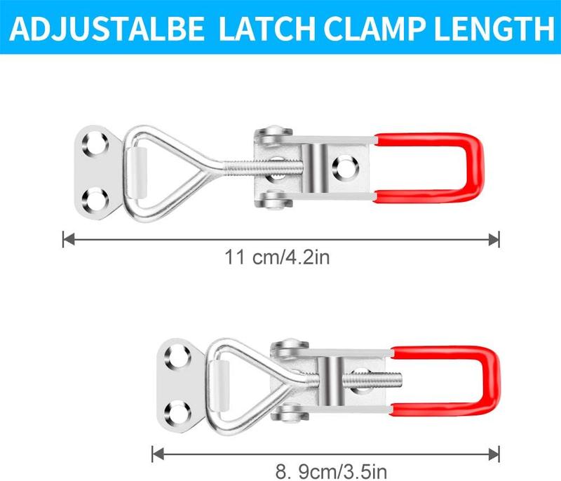 6 Pack Toggle Latch Clamp 4001, Adjustable Latch, Smoker Clamps Heavy Duty Latches, 330Lbs Holding Capacity Pull for Lid Jig, Tool Box Case.