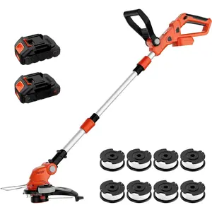 20V Cordless String Trimmer Edger Lawn Tool 2 X 2.0Ah   with Charger, 12 Inch Lightweight Grass Trimmer Electric Weed Trimmer Auto Line Feed Grass  Lawn Mower for small yard garden