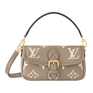 Louis Vuitton Diane Nano Bag – Detachable Strap, Monogram Print Leather Baguette Style Handbag for Women, Cream Grey