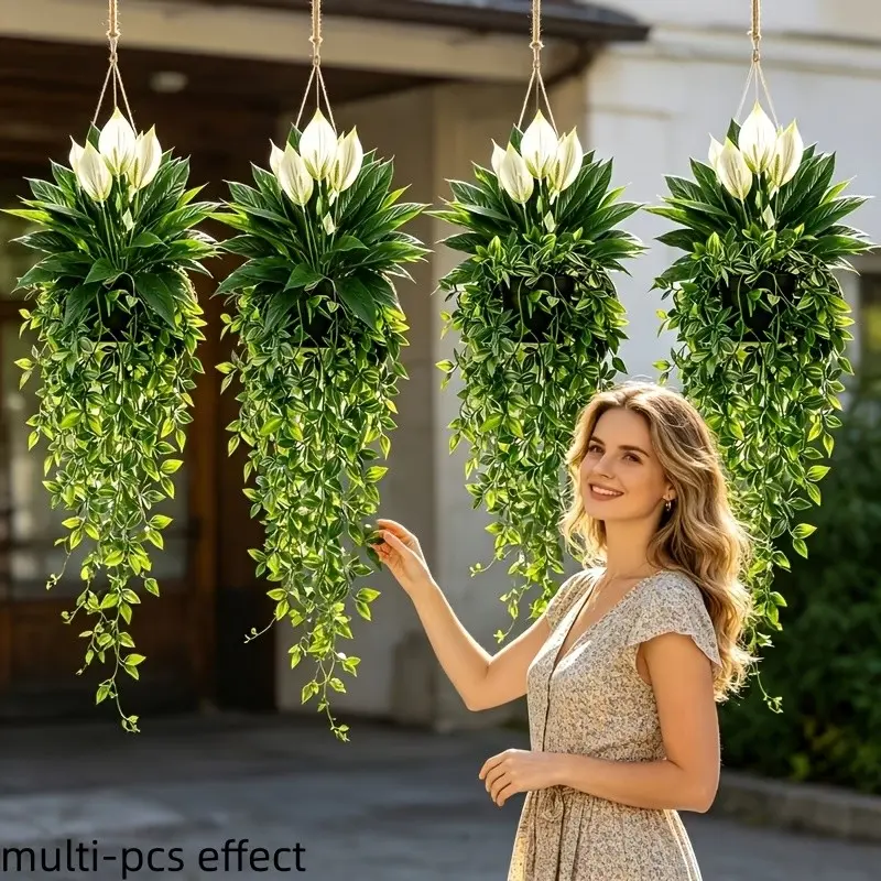2pcs Artificial Palm Leaves & Broad Leaves, Waterproof UV Resistant, Perfect for Outdoor Decor, Easy Maintenance