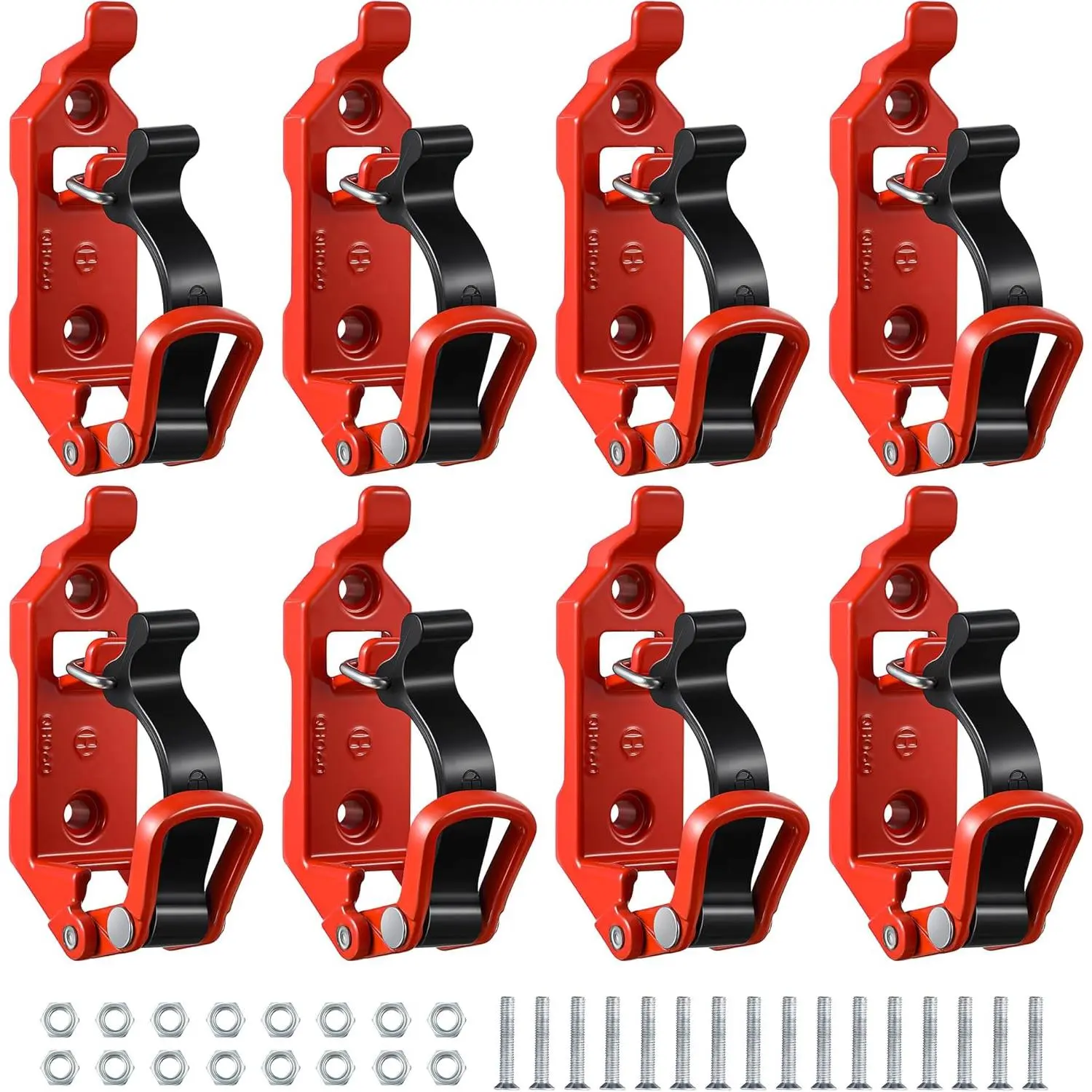Tool Master 8-Pack Heavy Duty Metal & Rubber Shovel Holder with Quick Release - 2.56*1.18 in Base Mount, RV Accessories, RV Must Haves for Boats, Work Trucks, Garage Wall Storage Brackets (Holds Rakes, Hammers, Tactical Gear)