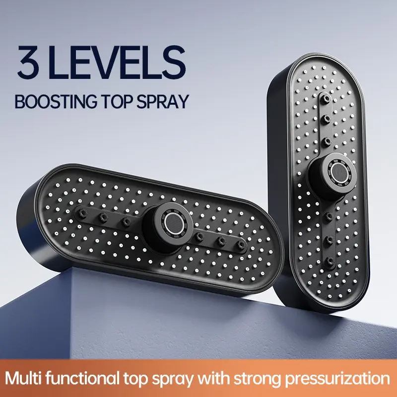 High-Pressure Overhead Spray Rainfall Shower Head, Three-Way Water Flow, 250mm, Self-Cleaning, Wide Rain Shower, Universal Fit, Bathroom Faucet