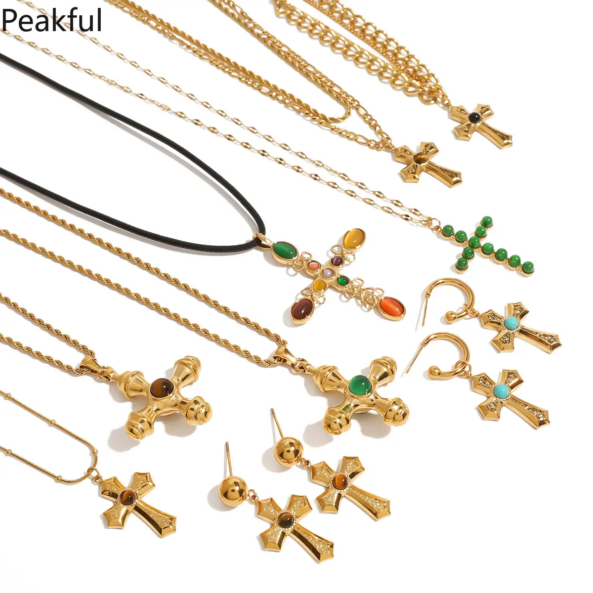 Hypoallergenic Stainless Steel Cross Pendant Necklace, Niche Minimalist 18K Gold Clavicle Chain with Sparkling Zircon, Tarnish-Proof Ins Style Jewelry for Women, Perfect Commute & Thoughtful Gift
