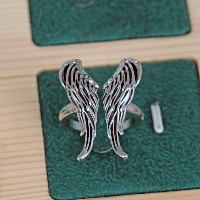 New Angel Wings Feather Ring Vintage Open Ring Jewelry