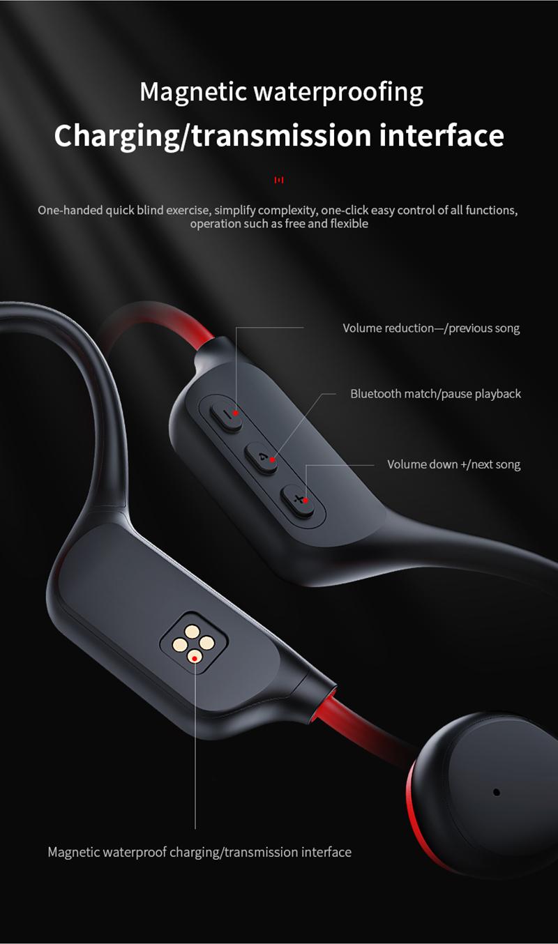 Bluetooth Bone Conduction Earphones IPX8 Waterproof MP3 Player Hifi Ear-hook Wireless Headphone With Mic Headset For Swimmin