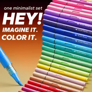 Automatic Ink Control Colored Acrylic Marker Pens Set, 6 Colors Acrylic Brush Marker for Coloring, Ceramic, Wood, Canvas, Glass, Stone, Fabric, Card Making, Arts and Crafts Supplies,Drawing Supplies