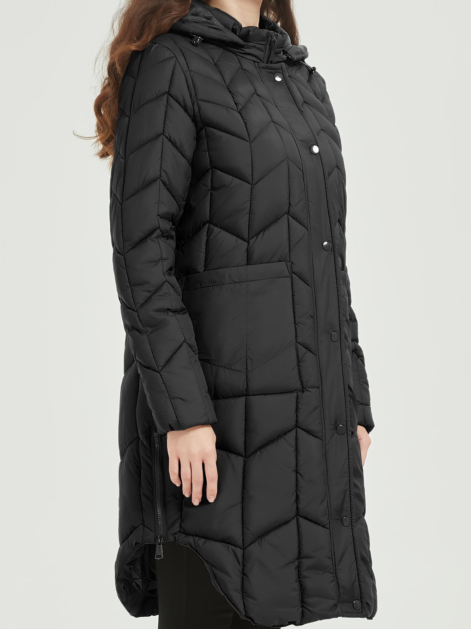 Down Jacket Women, Lightweight Padded Bubble Hat Coat, Fur Collar Warm Coat