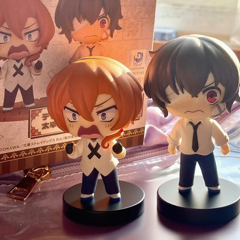 Q version 7cm bungo dogs vagrants dazai osamu chuuya nakahara figure pvc Japanese cartoon model statuettes decoration toy collec