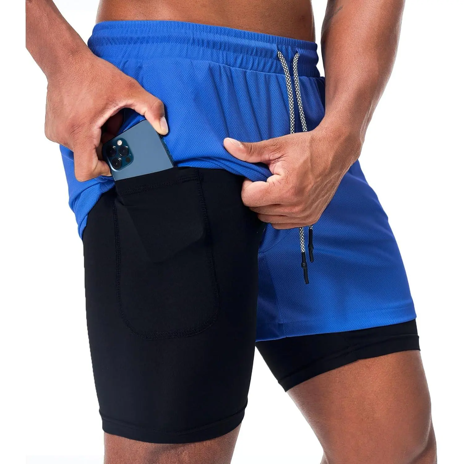 Mens Running Shorts，Workout Running Shorts for Men，2-in-1 Stealth Shorts， 7-Inch Gym Yoga Outdoor Sports Shorts