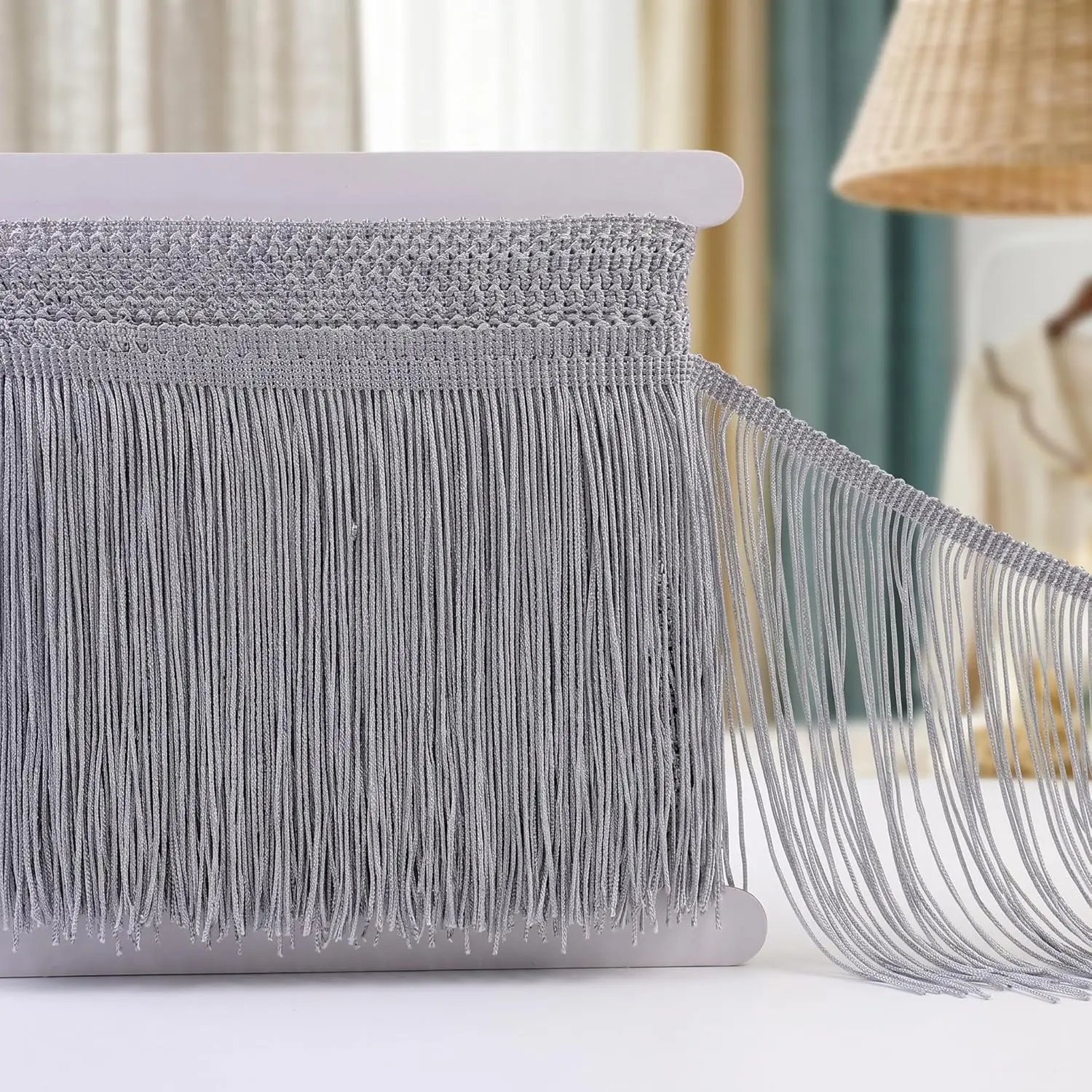 6 Inch 5 Yards Silver Fringe Trim Decorative Tassel Fringe Ribbon for Sewing Crafts Curtains Lampshades Pillows Costumes Upholstery & DIY Home Decor
