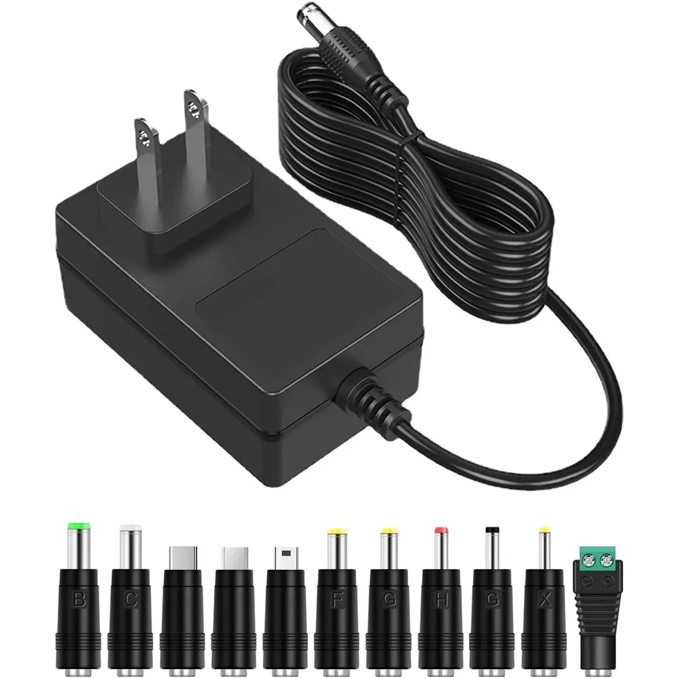 5V 2A AC Adapter Power  Charger [5  2 Amps Regulated Switching Power] with 11 Interchangeable DC Plug for 300mA 400mA 500mA 600mA 700mA 800mA 900mA 1000mA 1500mA 2000mA Equipment