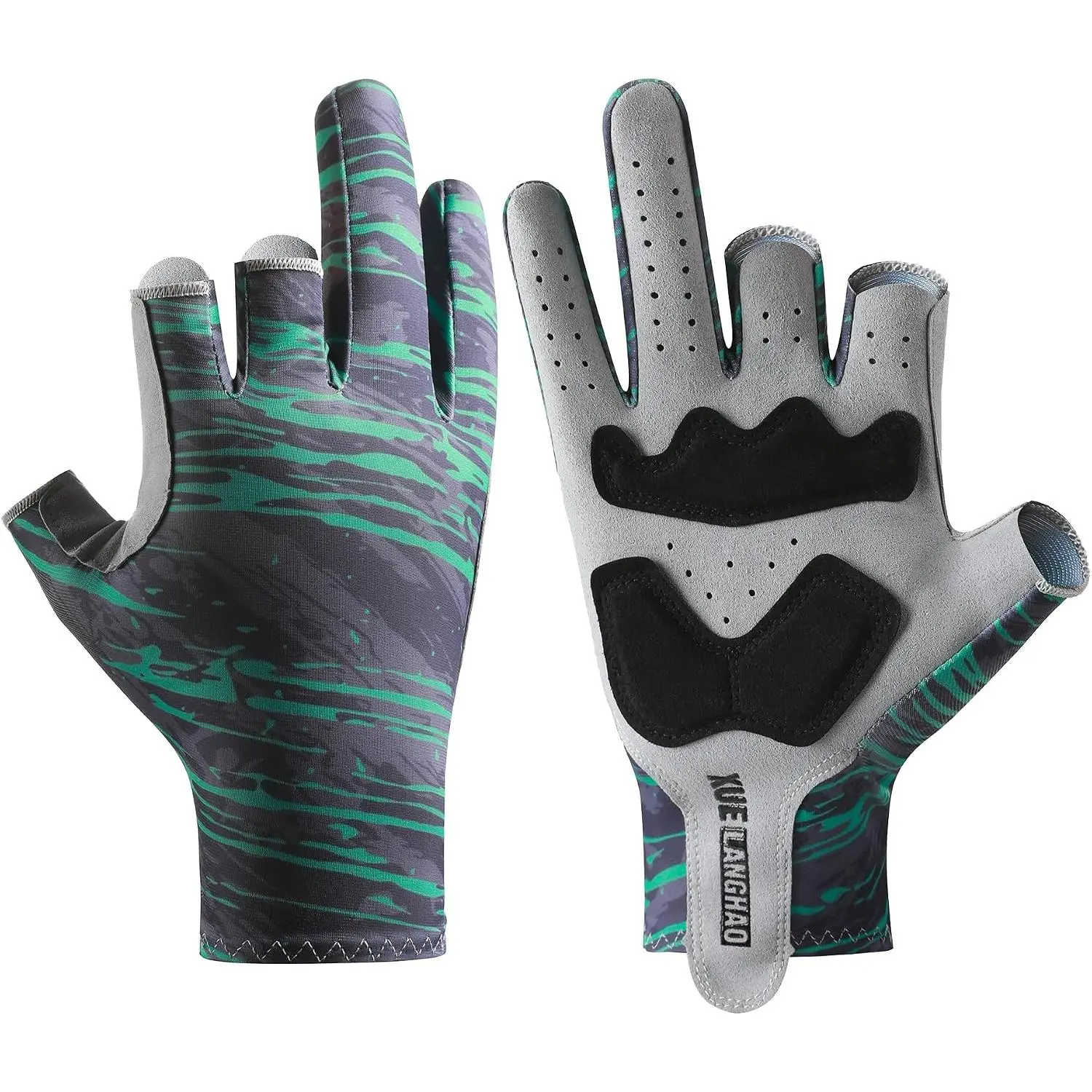 Fishing Gloves Men & Women, Anti-Slip Paded Kayak Gloves Sailing Gloves, 3-Cut Fingers UV Fishing Gloves Fly Fishing Accessories